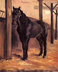 Gustave Caillebotte - Yerres, Dark Bay Horse in the Stable