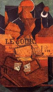 Juan Gris - Tobacco, Newspaper and Bottle of Wine