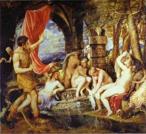  Oil Painting Replica Diana and Actaeon by Tiziano Vecellio (Titian) (1490-1576, Italy) | WahooArt.com