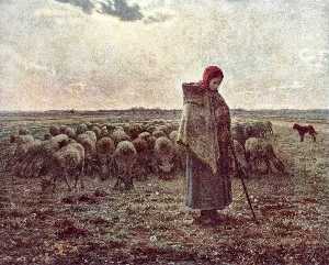 Jean-François Millet - Shepherdess with her Flock