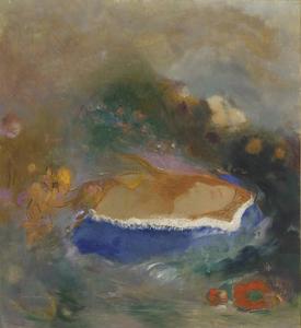 Odilon Redon - Ophélie, la cape bleue sur les eaux