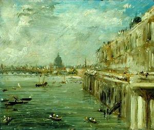 John Constable - Somerset House Terrace and the Thames A View from the North End of Waterloo Bridge with St. Paul-s Cathedral in the distance