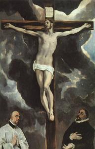El Greco (Doménikos Theotokopoulos) - Christ on the Cross Adored by Donors