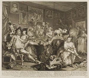 William Hogarth - Plate three, from A Rake's Progress - (buy oil painting reproductions)