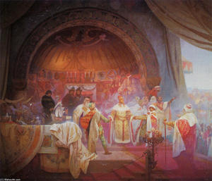 Alphonse Maria Mucha - The Bohemian King Premysl Otakar II. The Union of Slavic Dynasties