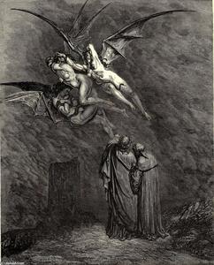 Paul Gustave Doré - The Inferno, Canto 9, line 46. “Mark thou each dire Erinnys.