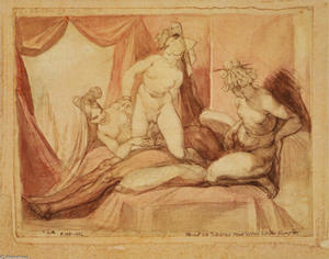 Henry Fuseli (Johann Heinrich Füssli) - Erotic Scene with a man and three women