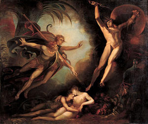 Henry Fuseli (Johann Heinrich Füssli) - Satan Starting from the Touch of Ithuriels Spear
