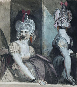 Henry Fuseli (Johann Heinrich Füssli) - Two Courtesans with Fantastic Hairstyles and Hats