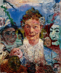 James Ensor - Old Woman with Masks