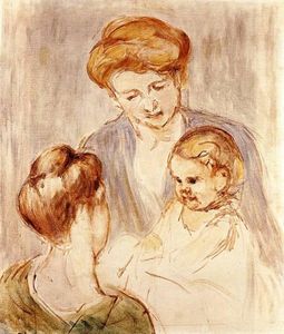 Mary Stevenson Cassatt - A Baby Smiling at Two Young Women