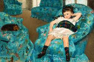 Mary Stevenson Cassatt - Little Girl in a Blue Armchair - (own a famous paintings reproduction)