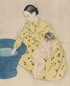 Mary Stevenson Cassatt - The Child's Bath 2 - (own a famous paintings reproduction)
