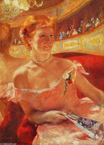 Mary Stevenson Cassatt - Woman with a Pearl Necklace in a Loge