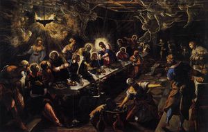 Tintoretto (Jacopo Comin) - The Last Supper - (own a famous paintings reproduction)