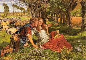 William Holman Hunt - The Hireling Shepherd - (own a famous paintings reproduction)