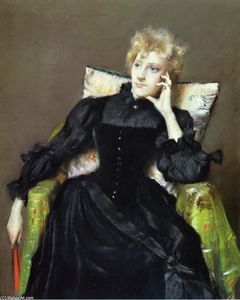 William Merritt Chase - Seated Woman in Black Dress