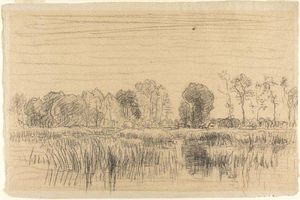 Charles François Daubigny - Marsh and Screen of Trees