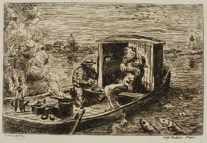 Charles François Daubigny - Swallowing (Meal on the Boat)