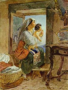 Karl Pavlovich Bryullov - Italian Woman with a Child by a Window