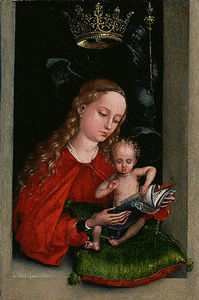Martin Schongauer - Madonna and Child in a window