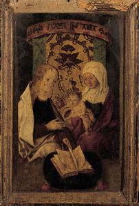 Martin Schongauer - the madonna and child with saint anne
