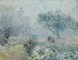  Art Reproductions Misty Morning in Veneux, 1874 by Alfred Sisley (1839-1899, France) | WahooArt.com