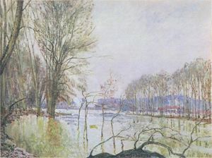 Alfred Sisley - The Banks of the Seine in Autumn flood