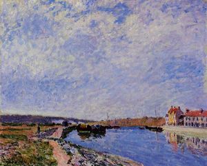 Alfred Sisley - The Barge Port and Saint Mammes