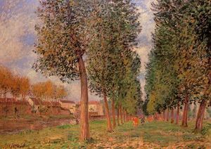Alfred Sisley - The Poplar Avenue at Moret, Cloudy Day, Morning