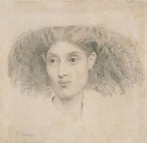 Anthony Frederick Augustus Sandys - Study of the head of a young mulatto woman, full face