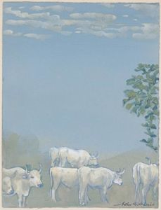Arthur Bowen Davies - Landscape with Cows