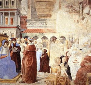 Benozzo Gozzoli - Scenes with St Ambrose (scene 9, north wall)