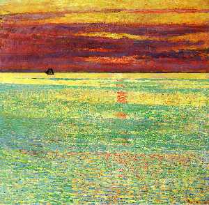 Order Paintings Reproductions Sunset at Sea, 1911 by Frederick Childe Hassam (1859-1935, United States) | WahooArt.com