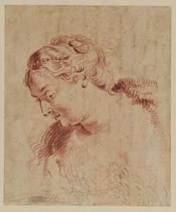 Jean Antoine Watteau - Female head and some trees
