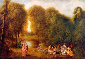 Jean Antoine Watteau - Gathering in a Park