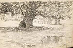 John Ottis Adams - Tree in Puddle