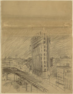 John Sloan - Study for --The City from Greenwich Village--