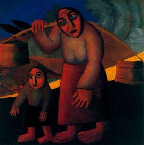 Kazimir Severinovich Malevich - Peasant Woman with Buckets and Child