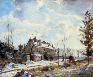 Camille Pissarro - Louveciennes Road Snow Effect