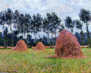 Claude Monet - Haystacks, Overcast Day