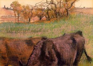 Edgar Degas - Landscape. Cows in the Foreground