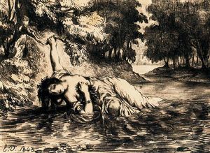 Eugène Delacroix - La muerte de Ofelia 1
