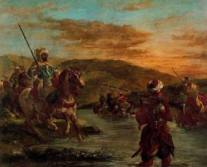 Eugène Delacroix - Vadeando un arroyo en Marruecos