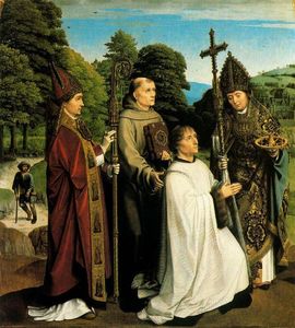 Gerard David - Canon Bernardinus de Salviatis and Three Saints