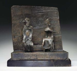 Henry Moore - Two Seated Figures against Wall