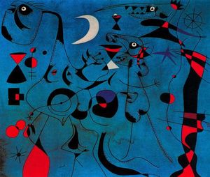 Joan Miró - Personajes en la noche guiados por los rastros fosforescentes de los caracoles