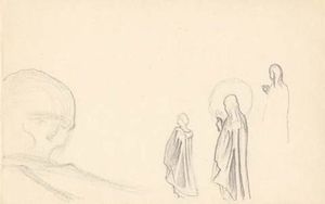 Nicholas Roerich - Sketch for --Issa and the Skull of the Giant--