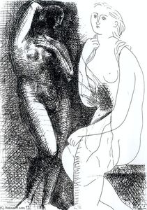 Pablo Picasso - Mujer desnuda delante de una estatua