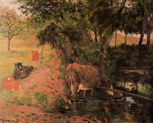 Paul Gauguin - Landscape with Cows in an Orchard